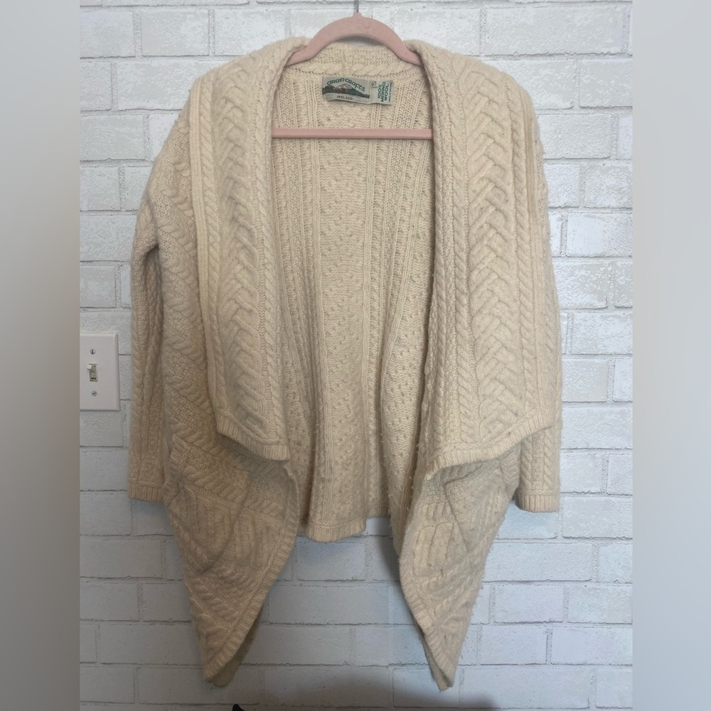 Aran Crafts Cream Cable Knit Cardigan